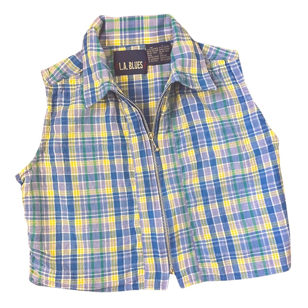 Vintage 90s Cropped Plaid Top - Picture 9 of 9